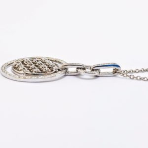 18K White Gold Disk Diamond Necklace