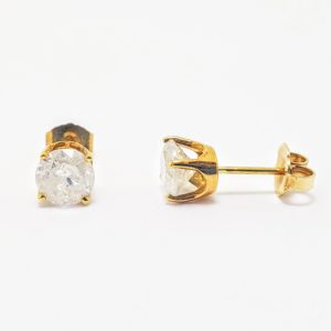14K Yellow Gold Diamond Stud Earrings