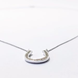 14K White Gold Diamond Horseshoe Necklace