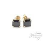 Princess Cut Black Stud Earrings