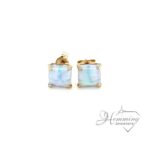 Princess Cut Opal Earrings