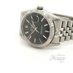 Fine pre-owned Rolex datejust stainless steel black dial with stick markers jubilee bracelet model #16220 year 1997 comes with 1 yr warranty on moving parts only